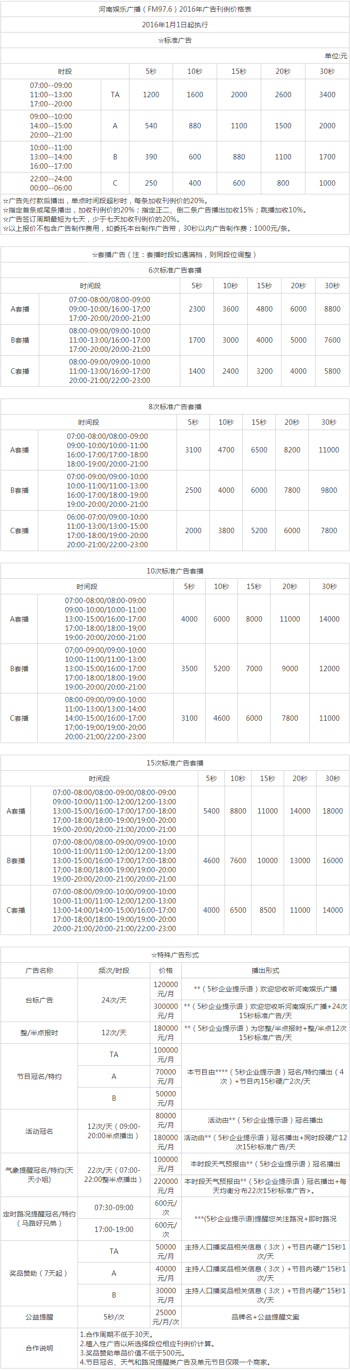 2016河南人民广播电台戏曲广播 FM97.6广告报价表.png