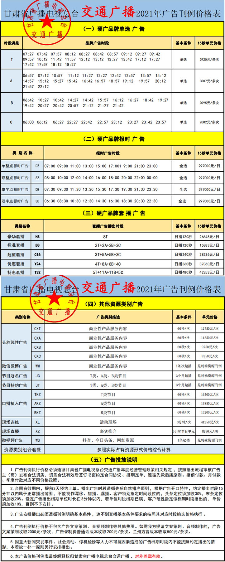 2021甘肃人民广播电台交通广播 FM103.5广告报价表.jpg