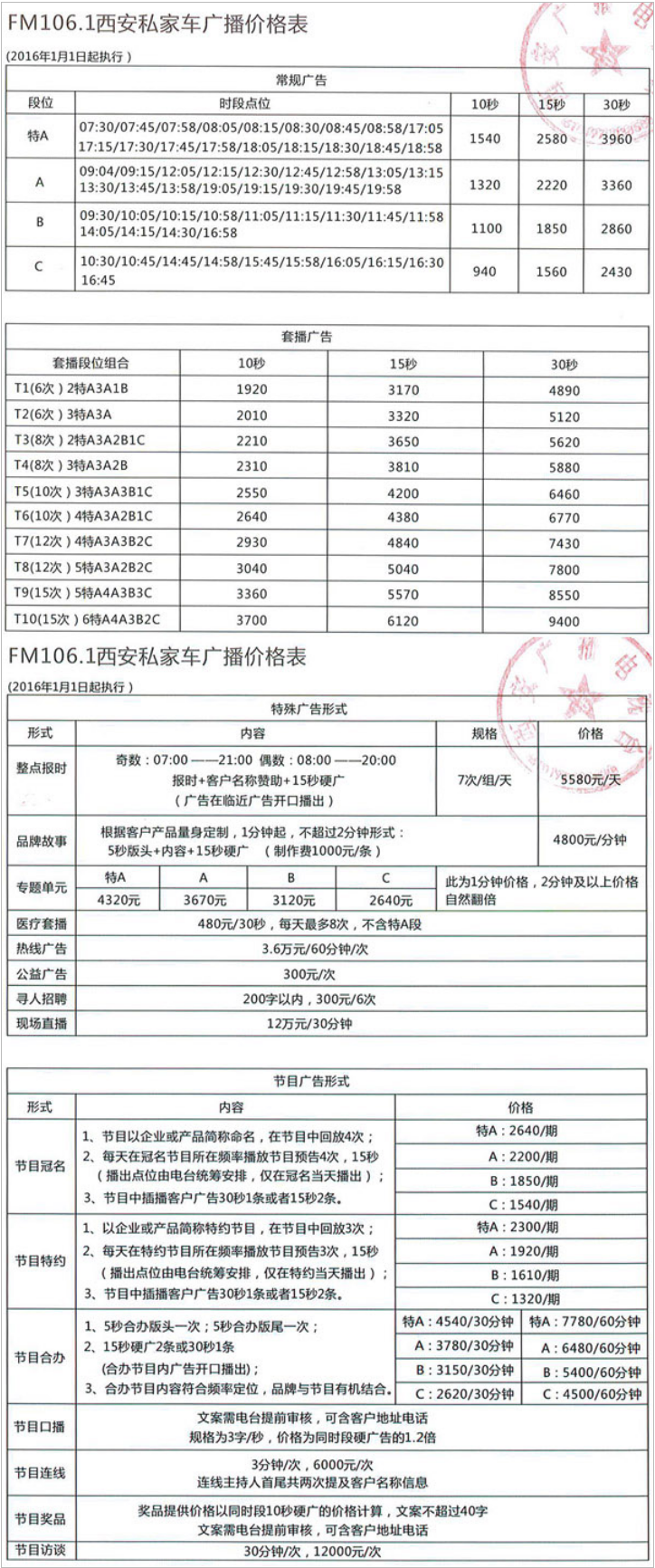 2016西安人民广播电台私家车广播 FM106.1广告报价表.png