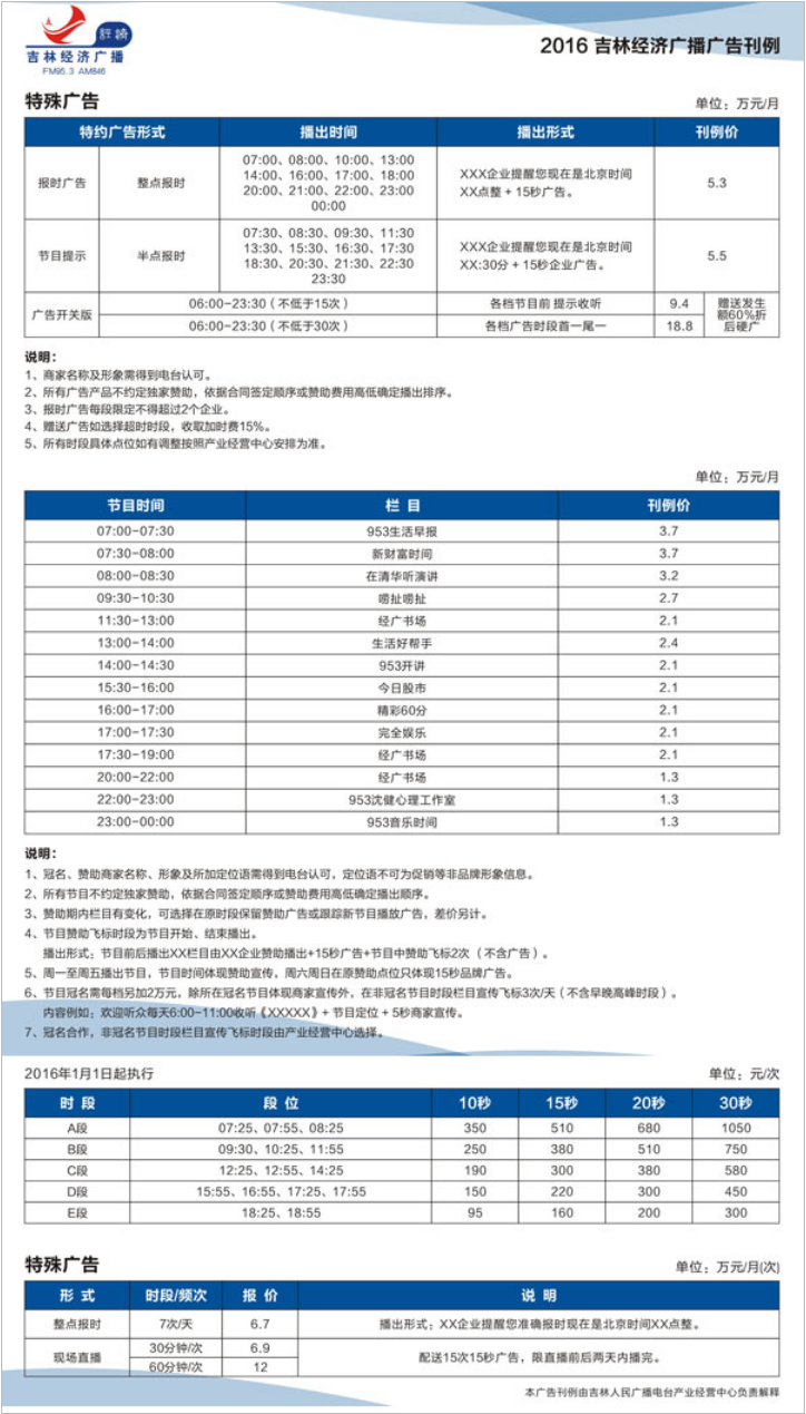 2016吉林人民广播电台经济广播 FM95.3广告报价表.png