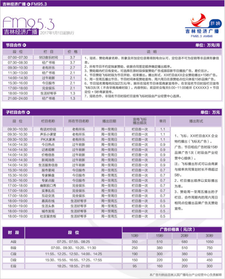 2017吉林人民广播电台经济广播 FM95.3广告报价表.png