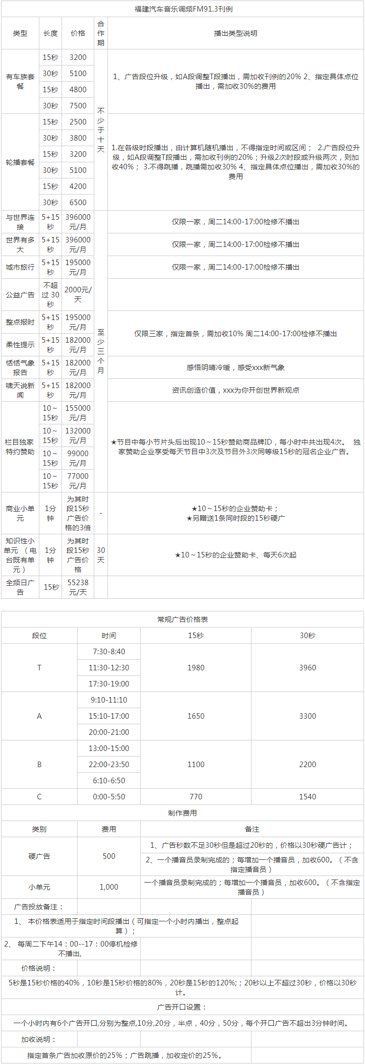 2014福建人民广播电台音乐广播 FM91.3广告报价表.png